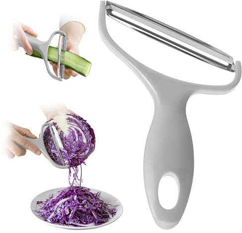 Lot de 2 râpes à choux en acier inoxydable pour salade de chou, concombre, carotte, pommes de terre, gadgets de cuisine (gris)