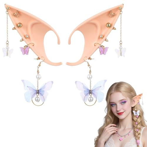 1 Paar Elfenohren,Weiche Latex Elfenohren,Karneval Fairy Ears,Elfen Ohren Erwachsene,für Karneval,Halloween,Elfen-Cosplay,Partydekorationen Zubehör