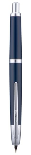 Jinhao Serie 20 de Presión Pluma Estilográfica, Azul Oscuro Punta Fina Retráctil con Juego de Convertidor de Tinta (Clip Plateado)