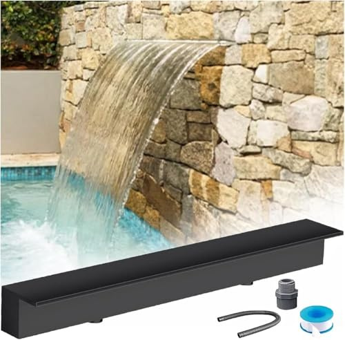 Kit per fontana di troppopieno a cascata, moderna fontana in acciaio inox, per piscine e laghetti da giardino, da parete, design decorativo in un unico pezzo