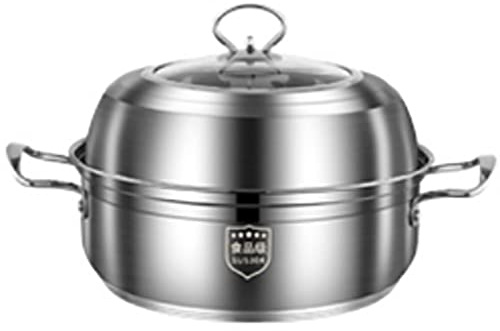 HTTGDGDH Olla De Vapor/Vaporera De Pescado/Olla para Sopa/Acero Inoxidable 304, Fondo Compuesto De 3 Capas De Espesor, para Cangrejo Al Vapor, Mariscos, Gachas(28 Cm)