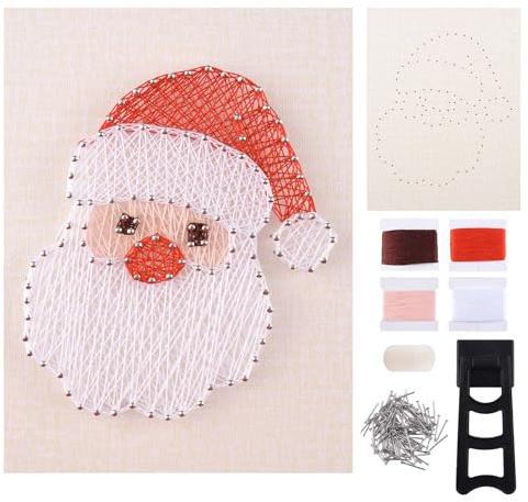 URROMA Kit de arte de cuerda de Navidad para adultos, kit de manualidades de Papá Noel 3D para adultos, suministros de arte de cuerda para decoración de pared del hogar, regalo único