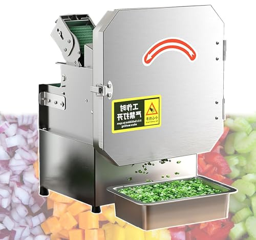 Coupe-légumes électrique professionnel, 200 W, coupe-légumes verts, coupe-oignons verts for usage domestique, trancheuse à légumes en acier inoxydable avec tapis roulant, for ail, gingembre, piment