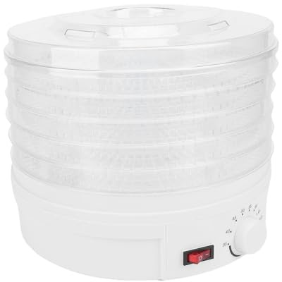 Fockety Déshydrateur Alimentaire, 5 Plateaux 350 W, Séchoir à Fruits, Technologie de Flux D'air à 360 °, Déshydrateur, Séchoir saccadé avec Minuterie pour Viande, Fruits, Légumes, (Prise UE 220V)