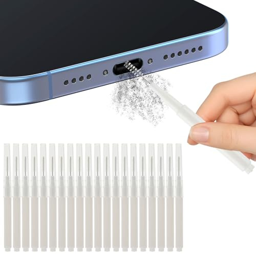 CLANMOU 20 limpiadores de puertos de carga, kit de limpieza de puertos de altavoz para teléfono iPhone, kit de limpieza de teléfono para auriculares de teléfono celular, receptor, AirPods 4, cámara de
