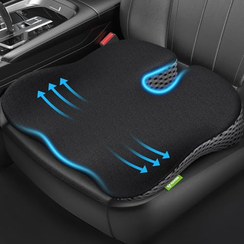 AUVON Keilkissen fürs Auto mit U-Form-Design zur Sitzerhöhung & Haltungssupport, Memory Foam Sitzkissen zur Linderung von Steißbein-, Rücken- und Ischiasschmerzen, Rutschfeste Unterseite