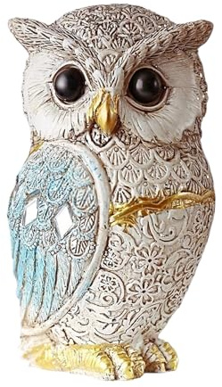 dzqad Eule Figur Deko - 9cm Niedliche Harz Eulenfiguren, Mini Tier Skulptur Dekoration, Handgefertigte Tierfiguren Als Regals- & Tischdekoration, Für Wohnzimmer Und Schlafzimmer, Gartendekoration