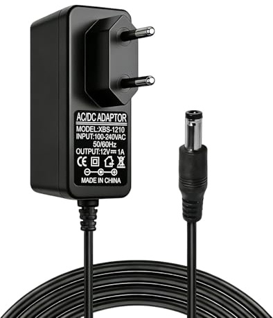 Alimentatore 12V 1A AC/DC 12W 100–240V con Jack 5,5x2,5mm, Adattatore Universale per TV Box, Strisce LED, Router, Telecamere, Mini PC, DVR e Veicoli Elettrici per Bambini, Sicuro e Affidabile