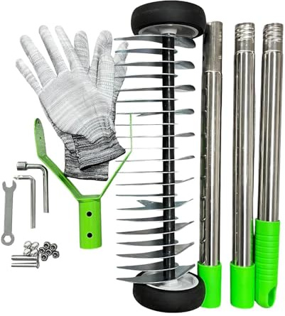 Rastrello per per Prato Attrezzatura Portatile Resistente | Rastrello Areatore per Rimozione Paglia Per Cortile Giardino Terreno Agricolo, Per Raccogliere Foglie