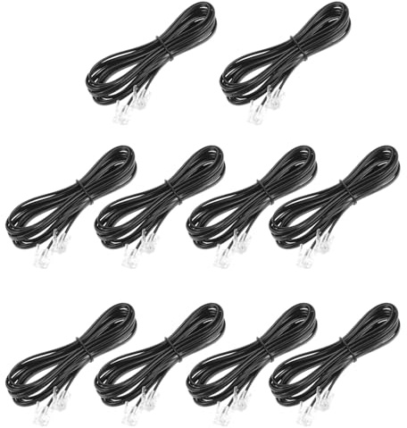 Healeved Cavo Telefonico 4 Fili Rj11 2 Metri, 10 Pezzi Spina Piatta, Filo di Collegamento per Telefono Fisso Esterno e Interno, Materiale PVC