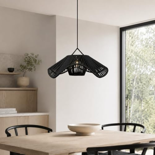 Paralume a Sospensione in Corda,Lampadario Artigianale In Fibra Naturale,Vimini,Rattan,Paglia,Stile Etnico Marocchino,Rustico Mediterraneo,Boho Chic,Indonesiano,Interni ed Esterni Ø40x25cm 2805261407