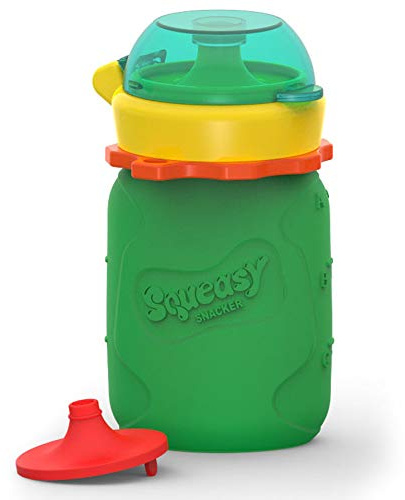 MINI Squeasy Snacker, 100ml (Grün) - Wiederverwendbares Quetschie aus Silikon | Quetschbeutel zum selbst befüllen BPA-frei