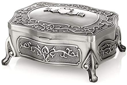 Eburya Claddagh Schmuckschatulle aus Zinn - keltisch inspirierte Handarbeit aus Irland