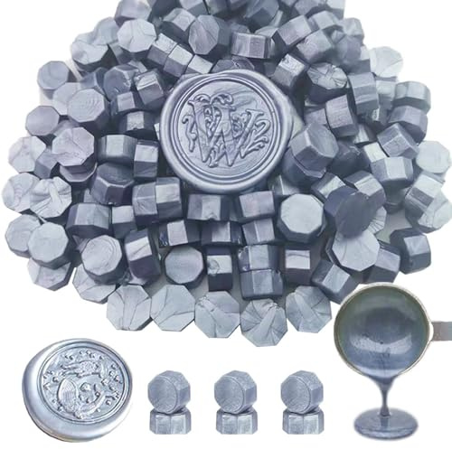 ANBOSE Siegelwachsperlen, 300 Stück, achteckig, Silber, Siegelwachsperlen, Siegelwachsperlen für Siegelwachs, Buchstaben