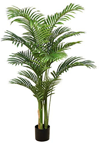 Kunstbaum Palme Kunstpflanze Tropische Kunstpalme Künstliche Pflanzen Groß Zimmerpflanzen Deko für Wohnzimmer Büro Schlafzimmer Haus, 140CM