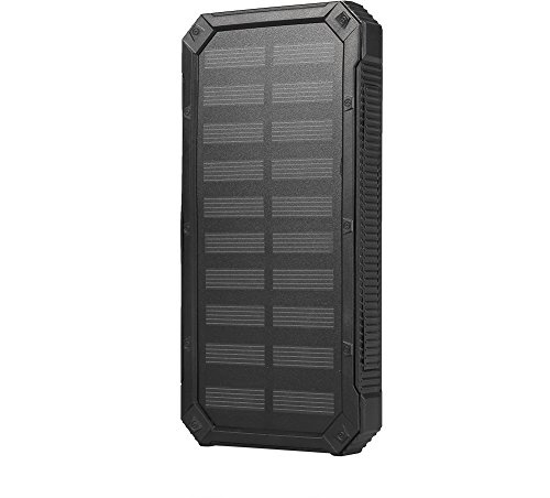 GOTOTOP Power Bank Solare con Luci a LED Caricabatterie Portatile Esterna Solare con 2 Porte di Uscita,per Campeggio Android iOS (Batterie Non Incluse)(Nero)