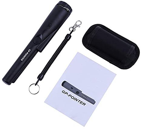BOROCO Metalldetektor Pinpointer für Erwachsene und Kinder, wasserdichter 360°-Scan-Detektor mit Summer-Vibrationsstab zum Auffinden von Gold, Münzen, Silber(Schwarz)
