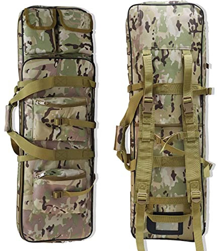 Doppel Waffentasche Gewehrtasche Langwaffentasche Double Rifle Bag Mit Weich Gepolstertem Schutz mit Justierbarem Schultergurt für Langwaffen Luftgewehr Gewehr Jagd,Camo,100cm