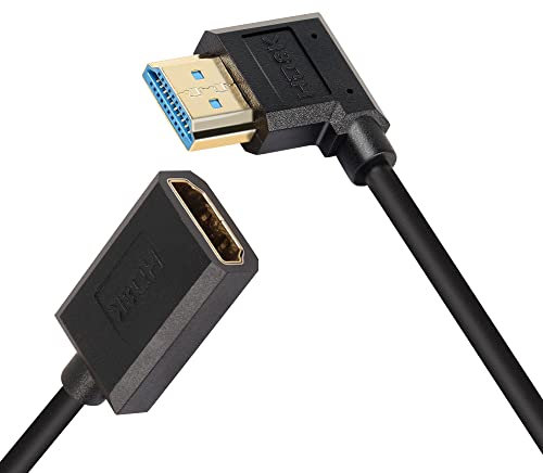 PNGKNYOCN Cable de extensión HDMI corto 8K, 0.3M/1FT 90 grados ultra alta velocidad curva izquierda HDMI 2.1 macho a hembra, soporta 8K a 60Hz HDR dinámico, HDCP 2.2 y 2.3, eARC (curva izquierda)