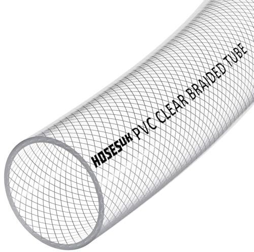 32mm (1 1/4) ID PVC Clear Reinforced Braided Air, Water, Oil, Gas, Food Flexible Plastic Hose Tube 4 Metre