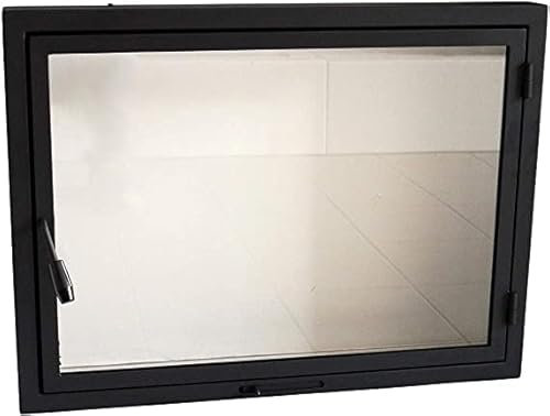 Puerta horno 70 x 50 cm, puerta chimenea con cristal para horno pizzero, hierro fundido. Sentido de apertura: a la derecha | El mango está a la izquierda.