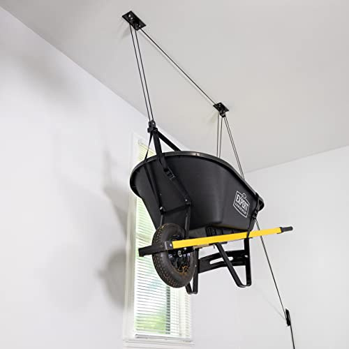 StoreYourBoard Wheelbarrow Ceiling Hoist, Essential Garage Storage Pulley System (8 ft - 10 ft Ceiling)