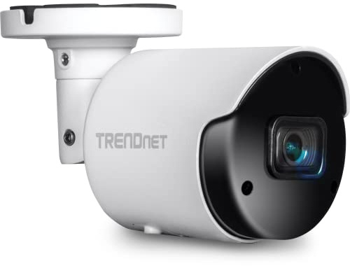 TRENDnet, TV-IP1514PI, 5MP H.265 Caméra réseau Bullet PoE intérieure/extérieure, boîtier classé IP66, Vision Nocturne IR jusqu'à 30 m (98 Pieds), Emplacement pour Carte MicroSD (jusqu'à 256 Go)