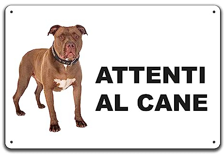 Phonecasing Cartello Segnale Attenti al Cane in Alluminio 3 mm Composito (30 cm x 20 cm, Pitbull)