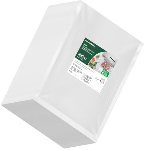 Bonsenkitchen Bolsas de Vacio para Alimentos, 200 Bolsas 20x30 cm Bolsas Vacio para Envasadora al Vacío - Bolsa de Vacío Gofradas para Conservación y Cocción Sous Vide & Boilable, VB3208