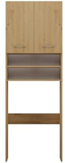 VBChome Waschmaschinenschrank 64 x 30 x 180 cm Eiche Artisan 2 Türen mit 2 Facher Hochschrank Badschrank Regal über der Waschmaschine Badezimmer Praktisch Waschmaschinenüberbau Eiche Artisan
