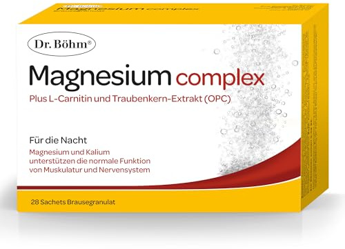 Dr Böhm Magnesium Komplex Pulver - Hochdosiert mit Kalium, 28 Stk | Magnesiumcitrat und Kaliumcitrat, mit OPC und L-Carnitin, glutenfrei, laktosefrei, ideal für Muskel, Sport und Alltag