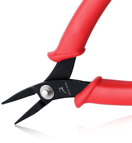 Gold DEE - Alicates de punta de aguja de 5.5 pulgadas, mini alicates de punta corta, alicates de microprecisión, mandíbulas planas y lisas, mini alicates de joyería, herramienta para doblar alambre,