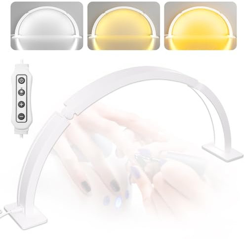 TwoWin Halbmond Lampe für Nageltechnik, 29.5 Zoll (75 cm) Wimpernleuchte Led, Pro Tischlampe für Nägel, Tattoos, Augenbrauen, Wimpernverlängerungen, Hautpflege, Nageltechnik-Lampe, Maniküre-LED-Licht