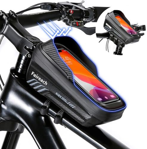 Faireach Fahrrad Rahmentasche mit 3D Sonnenblende, Wasserdicht handyhalterung Fahrrad, Fahrradtasche Lenkertasche Fahrrad mit 0.25mm Touchscreen und Regenfest Abdeckung für Smartphones bis 6,8''