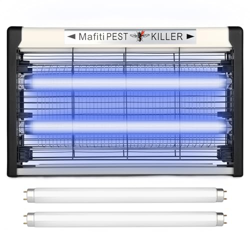 Mafiti Fly Zapper,Fly Killer Indoor with UV light Attracting Flies 20W for Kitchen,Home,Indoor Garden Yard Commercial or Domestic Usage-Black (Extra 2 UV Bulbs)