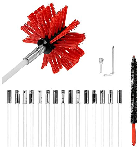 Schornsteinfeger-Set, Schornsteinfegerbürste, Trockner-Entlüftungs-Reinigungsbürsten-Set, Flexible Heizkörper- Und Trockner-Entlüftungsbürste, Rotierendes Schornstein-Reinigungsset, 610 Mm Schornstein