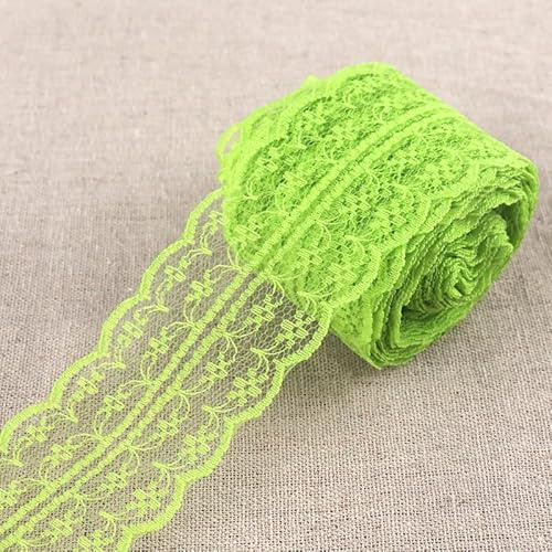 2 Rollen Spitzenbordüre Spitzenband - 10m 4.5CM Breite Spitzenband Vintage Spitzen-Blumen Zierband Spitzenborte Häkelspitze Dekoband für DIY Nähen Handwerk Deko Scrapbooking Geschenkbox-Grün #2