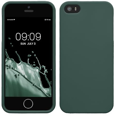 kwmobile Housse Compatible avec Apple iPhone SE (1.Gen 2016) / iPhone 5 / iPhone 5S Coque - Housse de téléphone Protection Souple en Silicone - Bleu Vert