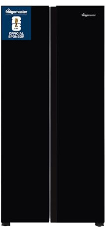 Fridgemaster MS83431EB Freestanding Slim American Side by side Door Fridge Freezer 445L, Total No Frost, Inverter compressor, Black, 83.6Wx178.0Hx63.6D cm, 38dB low noise, Energy Rating E