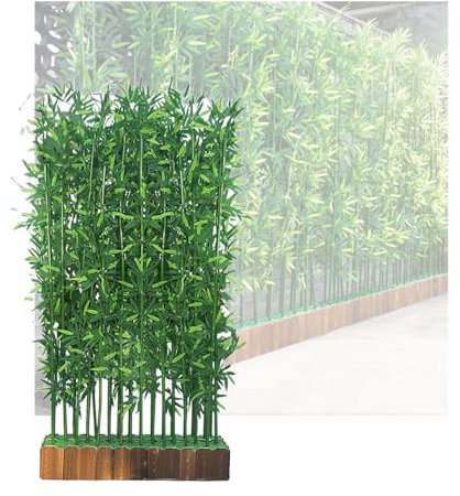 XLIHAWY Künstlicher Bambusbaum Für Den Außenbereich, 1/1,5/1,8 M Hoch Künstlicher Bambuszaun, Raumteiler Künstliche Bambusbäume Mit Holzsockel(31.5x59in)