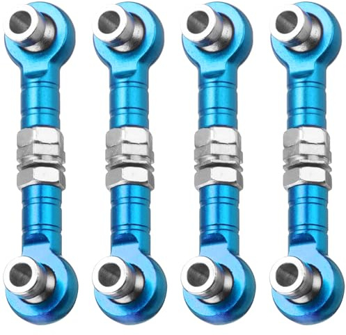 sourcing map 4pcs Steering Servo Turnbuckle Rod RC Aluminum Alloy Linkages for HSP 1/10 94123 On-Road RC Car(Blue)