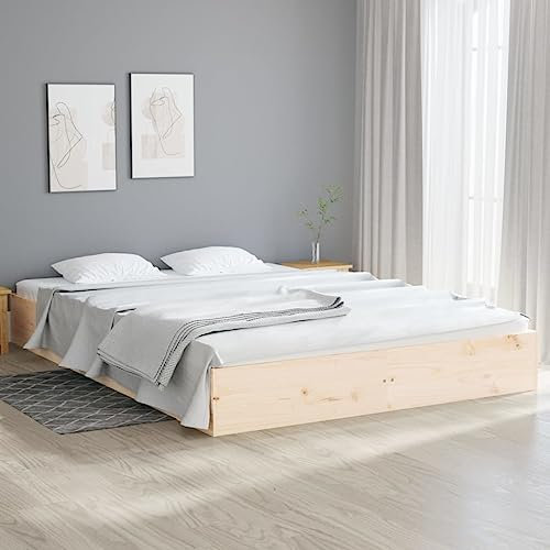 OHOOWOO Massivholzbett 160x200 cm,Massives Holzbett aus Kiefernholz für einen rustikalen Schlafkomfort passend für 160x200 cm Matratzen