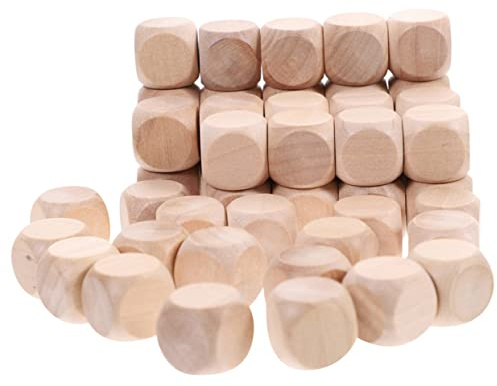 Operitacx 100 Pezzi dadi a sei facce dadi di lettere blocchi vuoti non finiti finti graffiti numerati vuoti giocattolo di legno blocchi di legno cubetti di