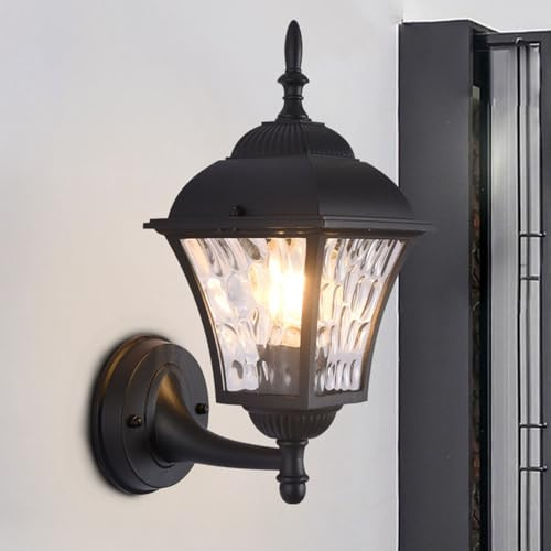 Mengjay Rétro Aluminium Appliques murales Lanterne classique,E27 Étanche Lumière Appliques Extérieure Lampe murale Pavillon porche terrasse jardin allées escaliers Luminaire Extérieur