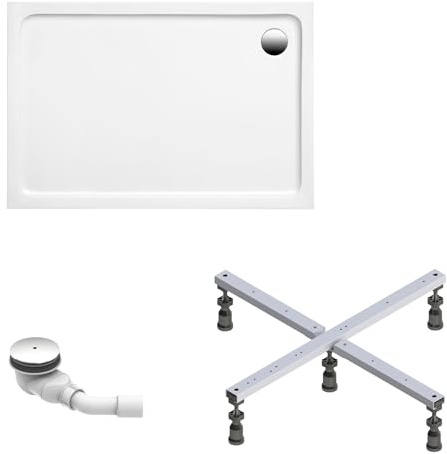 Schulte Duschwanne Adria aus hochwertigem Sanitäracryl, 120x80 cm inkl. Fußgestell, Ab- und Überlaufschutz, Pflegeleicht und alterungsbeständig, Größe wählbar