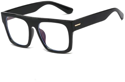 Jurchio Unisex Stylish Square Non-prescription Eyeglasses Glasses Flat Top Big Eyeglass Frames Large lens Clear Lens Eyewear
