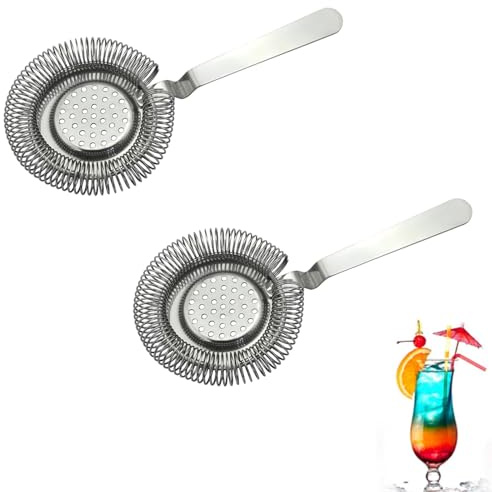 2Pcs Filtre Cocktail en Acier Inoxydable,Crépine à Cocktail en Acier Inoxydable,Cocktail Professionnelle Filtre Bar,Filtre à Glace Passoire à Cocktails Pour Le Barman Commercial Ou Un Usage Domestique