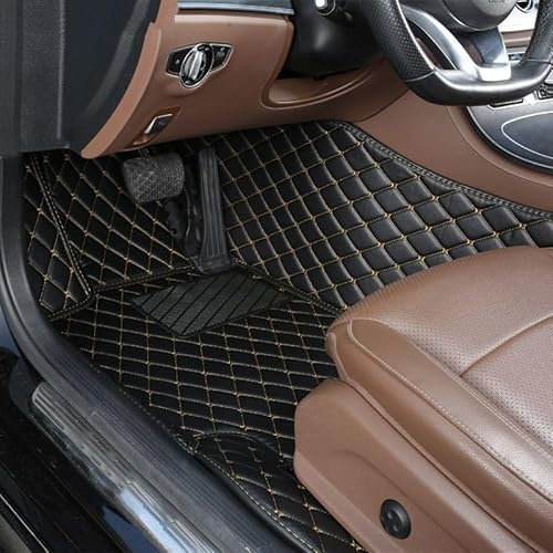 Auto Fußmatten 1Pc Custom Car Fußmatten Teppich Boden Liner Leder Für Kia Für Sorento 2009 2010 2011 2012 rutschfeste Allwetter-Automatte(Driver-Black Gold)