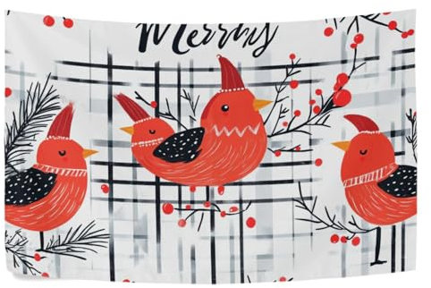 FRODOTGV Roter Nussknacker-Baum, roter Vogel, Stechpalme, roter Vogel, Stechpalme, Wandteppich, Wandkunst für Schlafsaal, Schlafzimmer, Dekoration, 152,4 x 101,6 cm