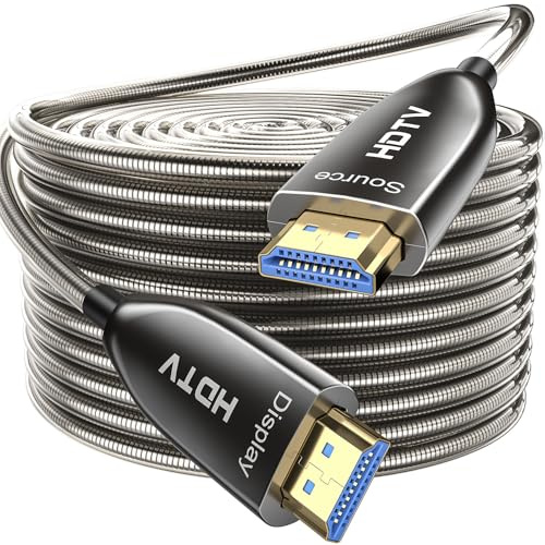 3BAO 30M Câble de fibre optique HDMI 8K, câble de fibre optique HDMI 2.1 blindé en acier 48gbps super rapide 8K@60Hz 4K@120Hz HDR dynamique EARCHDTV/projecteur/home cinéma/tv box/Gaming box